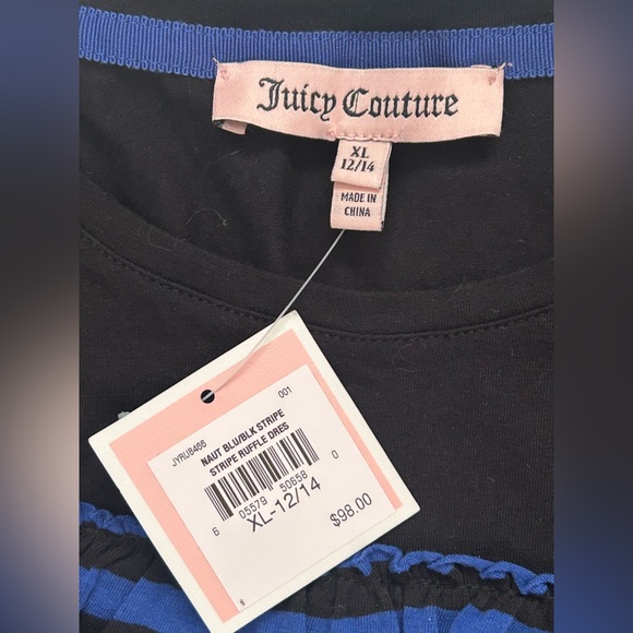 NWT Girls Juicy Couture Ruffle Striped Dress Sz. XL-12/14 - Picture 3 of 6